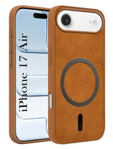 For Apple iPhone 17 Air Back Cover Case Leather Finish (MagSafe Compatible Wireless Charging | Soft Touch | Camera Bump Protection)