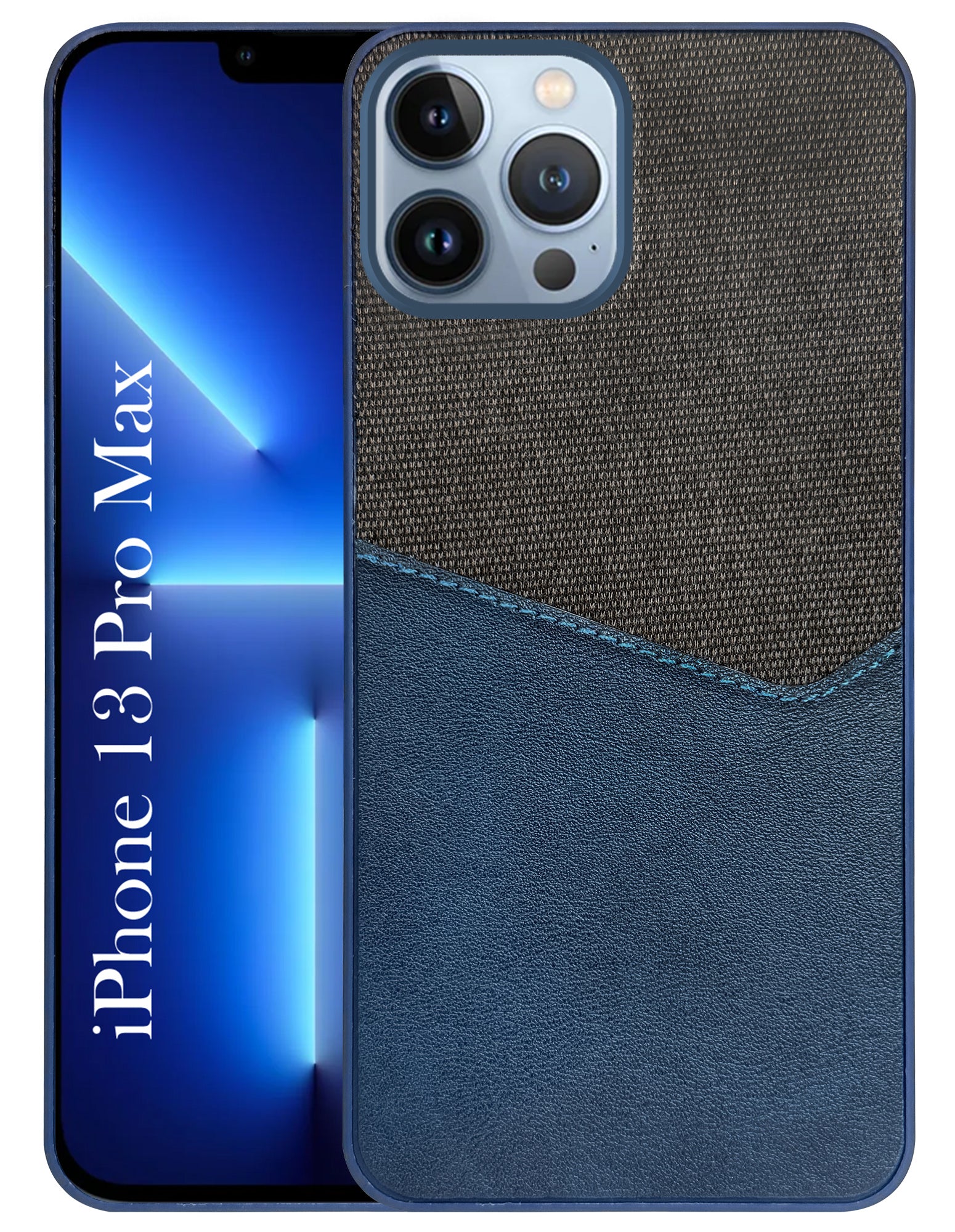 For Apple iPhone 13 Pro Max Back Cover Case (Dual PU Leather Stitch | Professional Minimalist | Soft and Flexible)