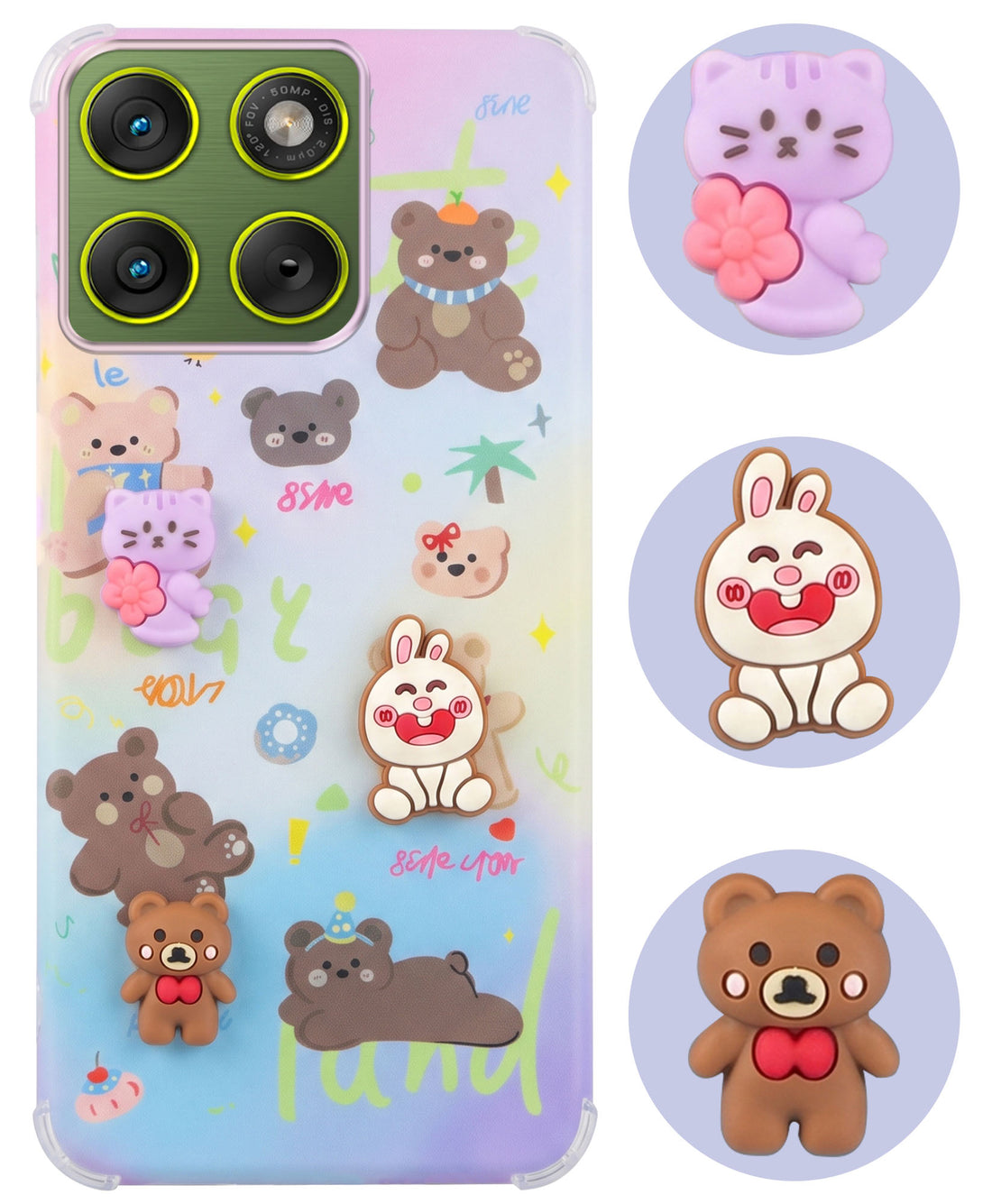 For Motorola Moto Edge 70 Back Cover Case (3D Cute Cartoons | Hard Back Side Soft | Matte Premium Finish | HD Printing)