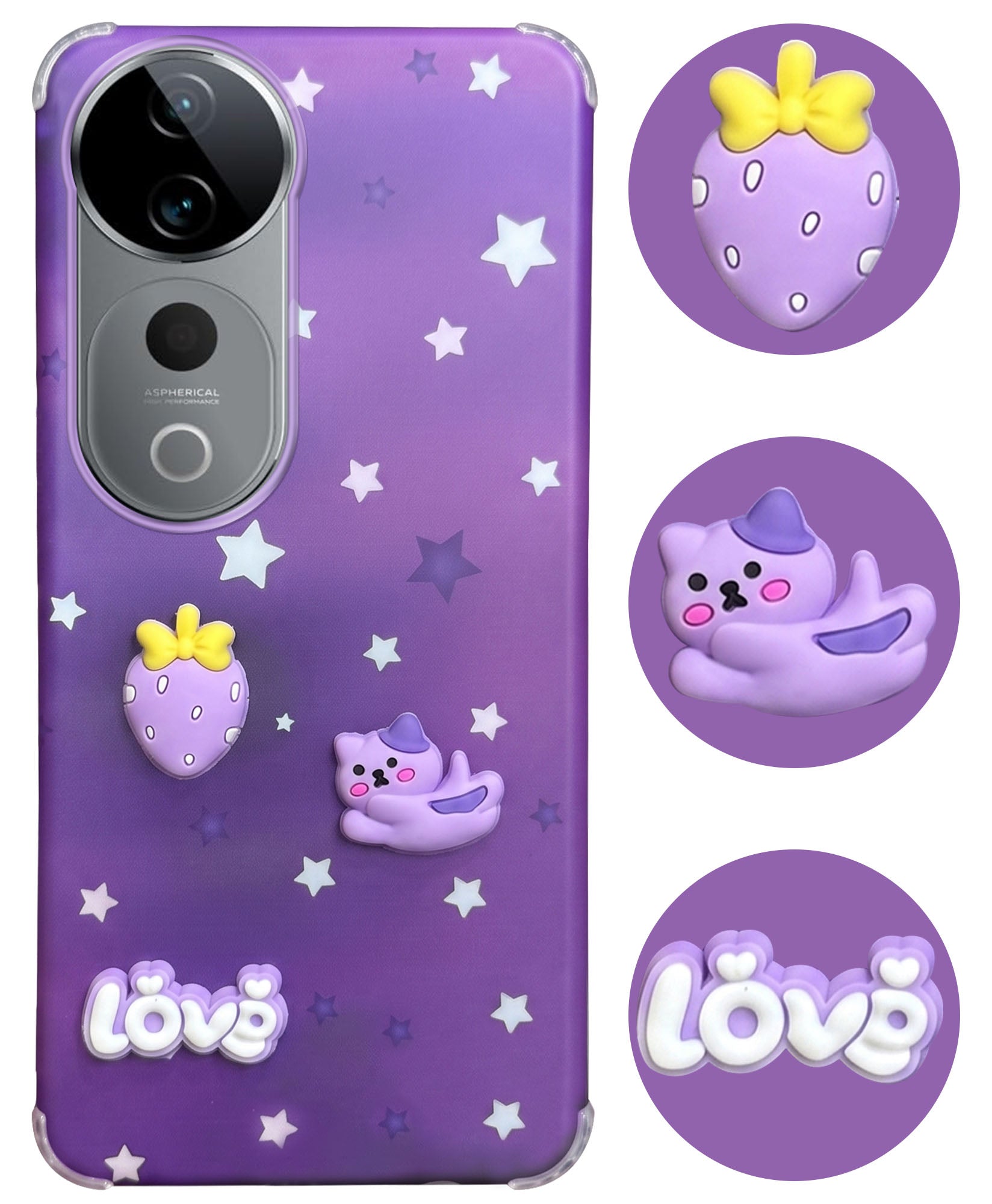 For Vivo T3 Ultra Back Cover Case (3D Cute Cartoons | Hard Back Side Soft | Matte Premium Finish | HD Printing)