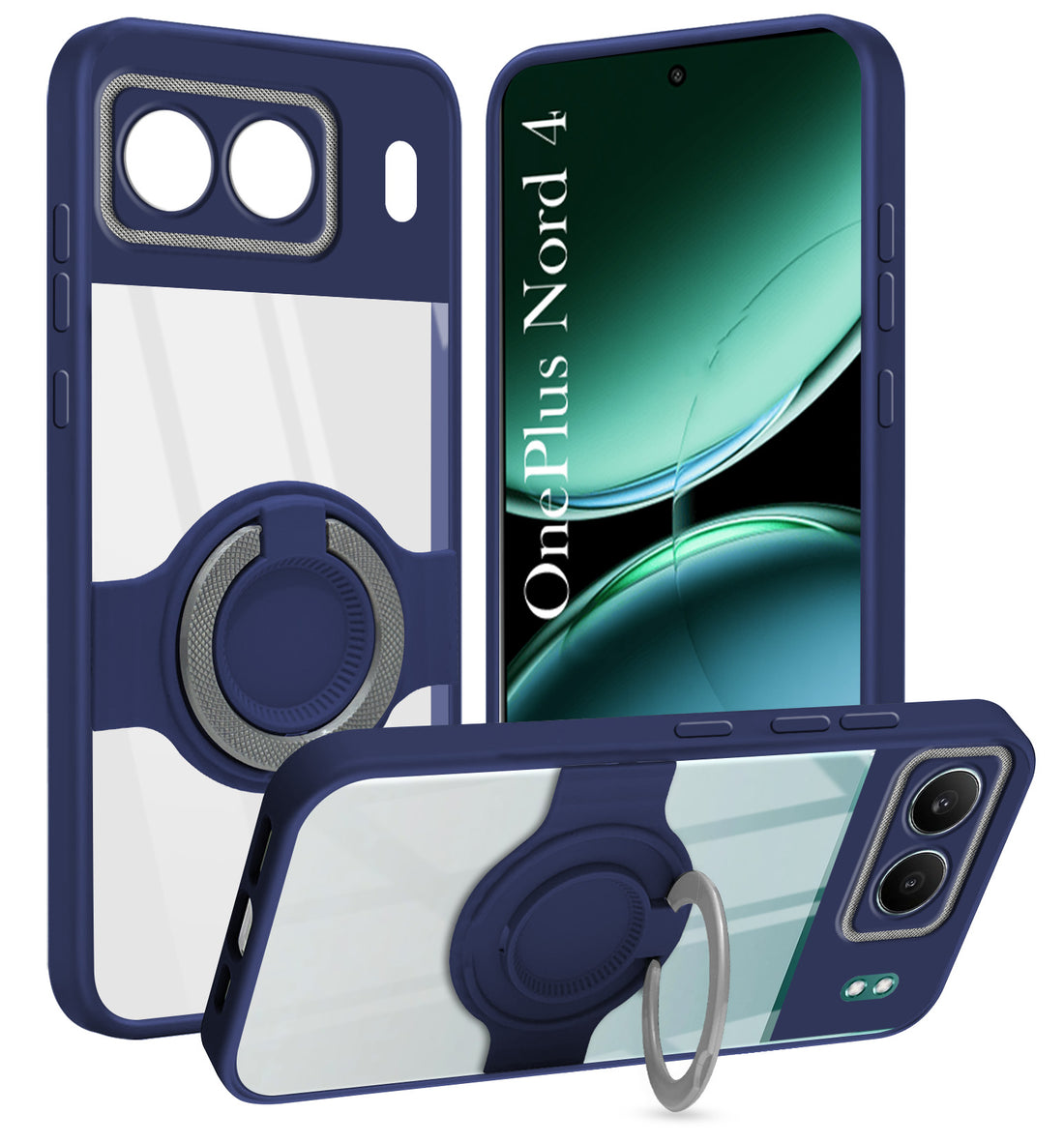 For Oneplus Nord 4 Back Cover Case with stand (Built-in Ring Holder Kickstand | Lifetime Anti Yellow | Camera Protection)