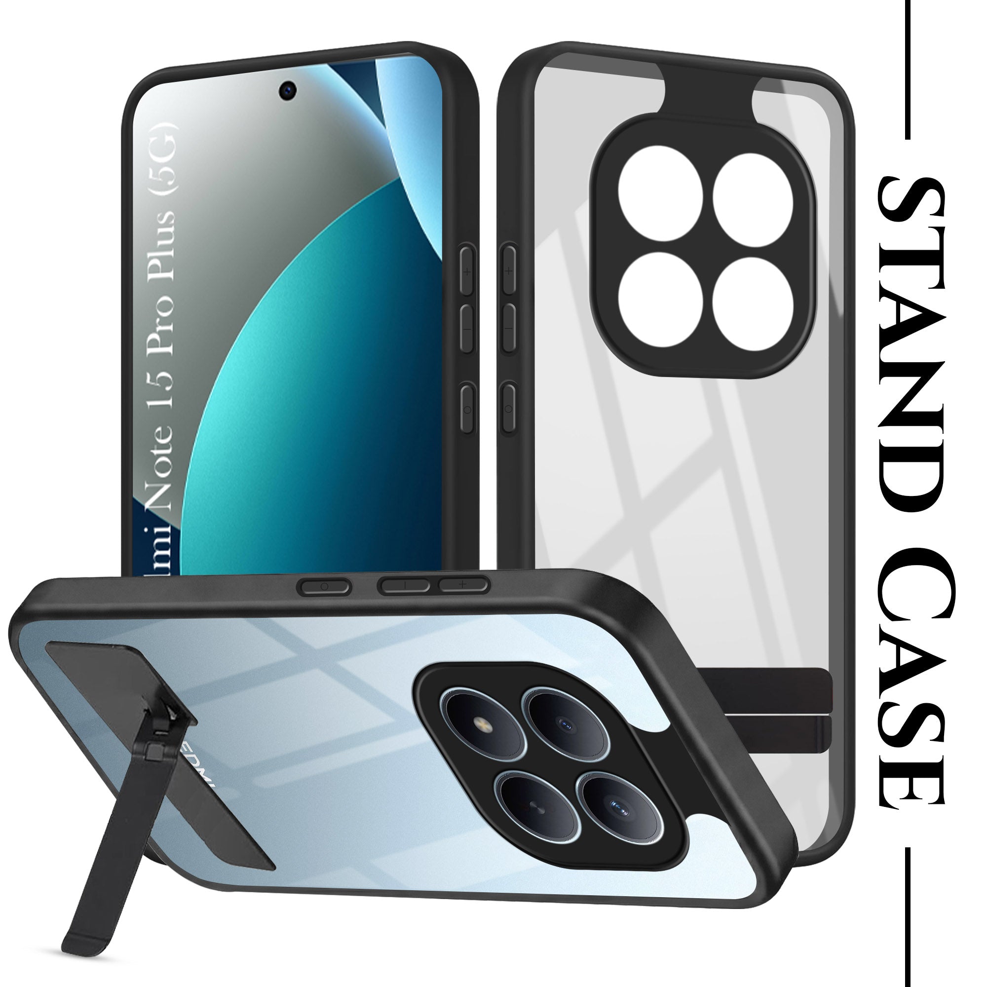 For Xiaomi Redmi Note 15 Pro Plus 5G Back Cover Case (Built-in Stand | Lifetime Anti Yellow | Kickstand Shockproof | Camera Protection | MagSafe Compatible)