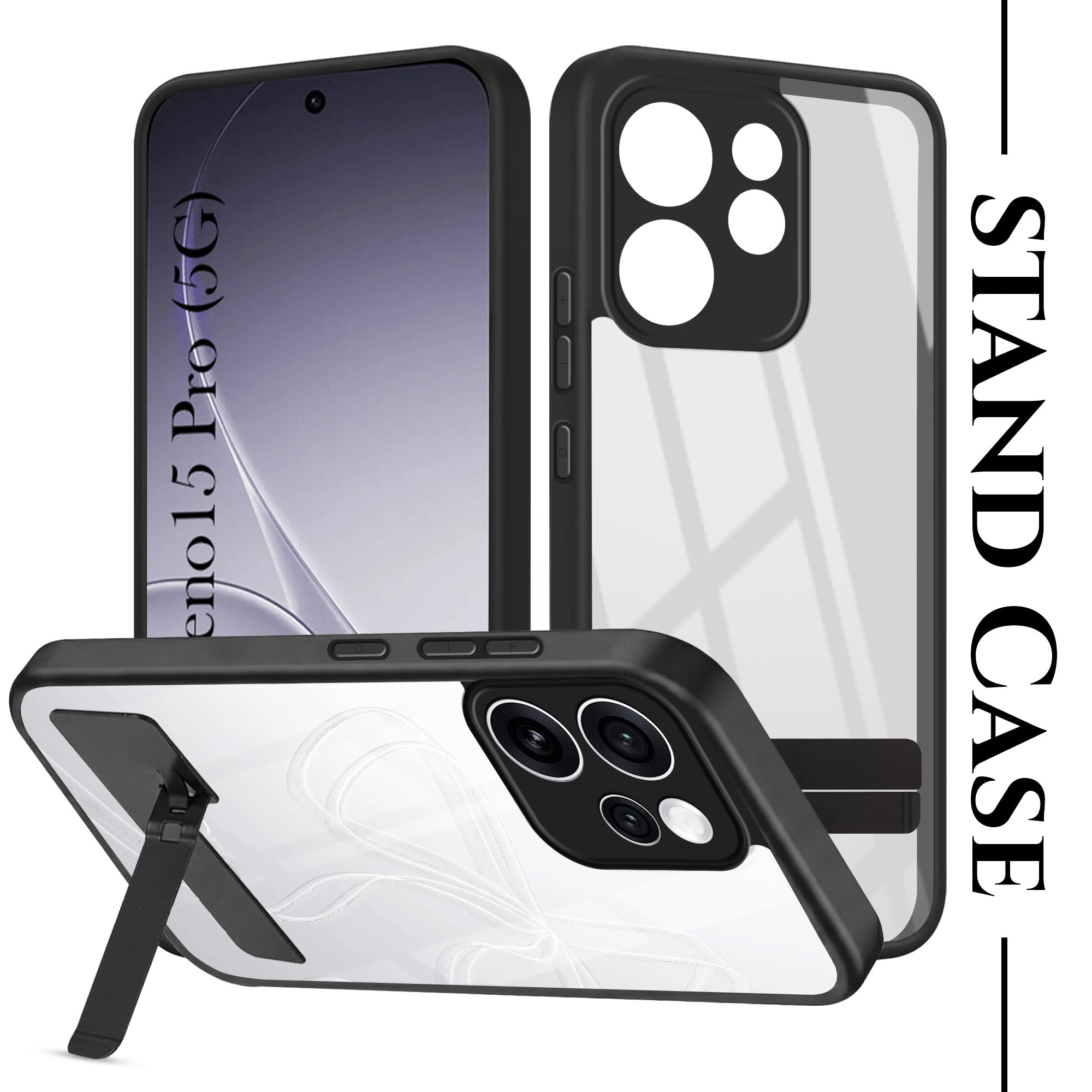 For Oppo Reno15 Pro 5G | Oppo Reno 15 Pro 5G Back Cover Case (Built-in Stand | Lifetime Anti Yellow | Kickstand Shockproof | Camera Protection | MagSafe Compatible)