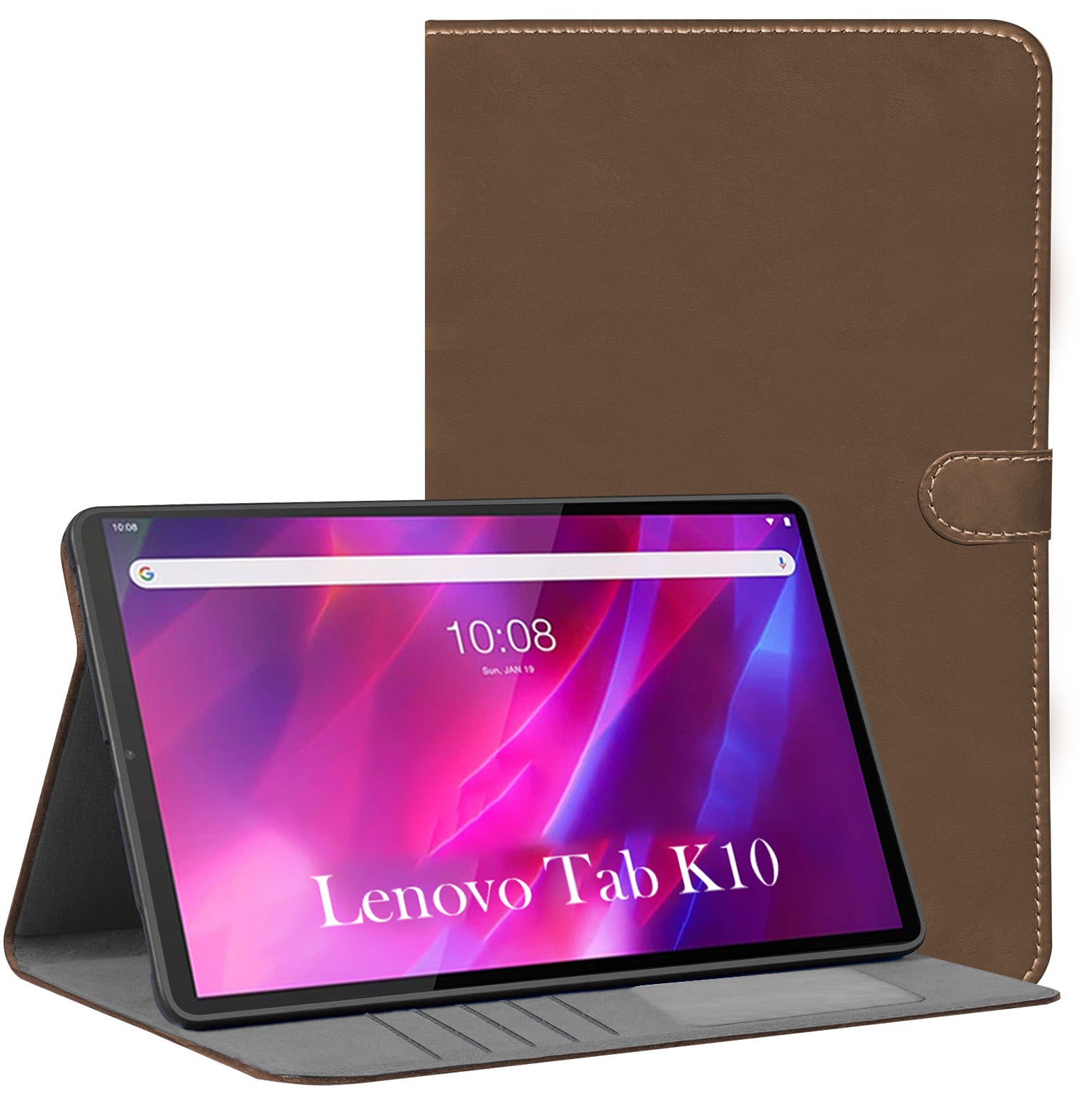 For Flip Cover Folio Case Lenovo Tab K10 10 Inch TB-X6C6F / X6C6X (PU Matte Leather | Multi-Angle Smart Stand | Card Storage Slots | Silicone Back Pouch)