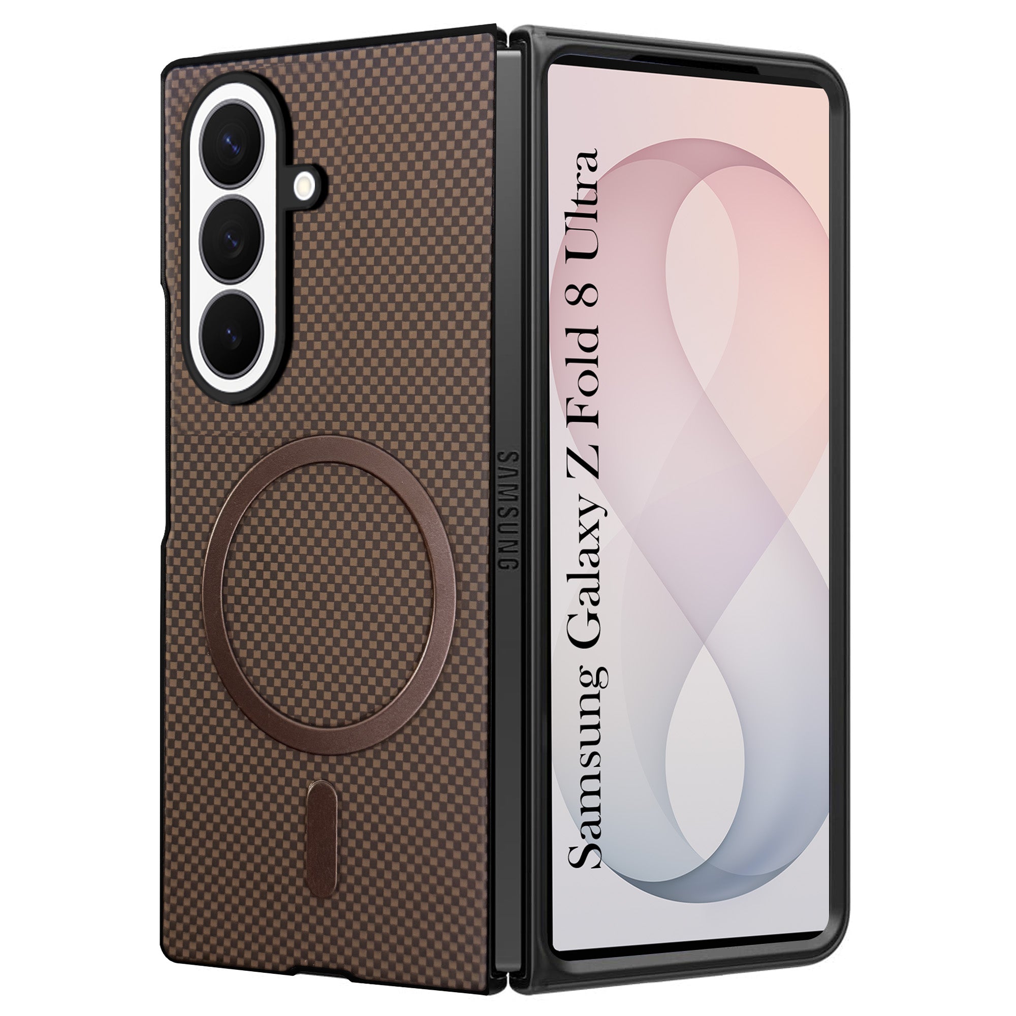 For Samsung Galaxy Z Fold 8 Ultra Back Case Cover (MagSafe Wireless Charging Compatible | Hexa Leather Finish | Inside Microfiber Cloth)