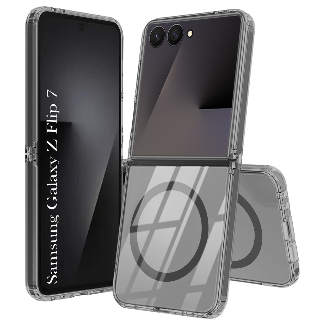 For Samsung Galaxy Z Flip 7 Back Cover Case Lifetime Anti-Yellow Clear (Magnetic Charging Support | Sleek Hard Crystal | Shockproof and Camera Protection)