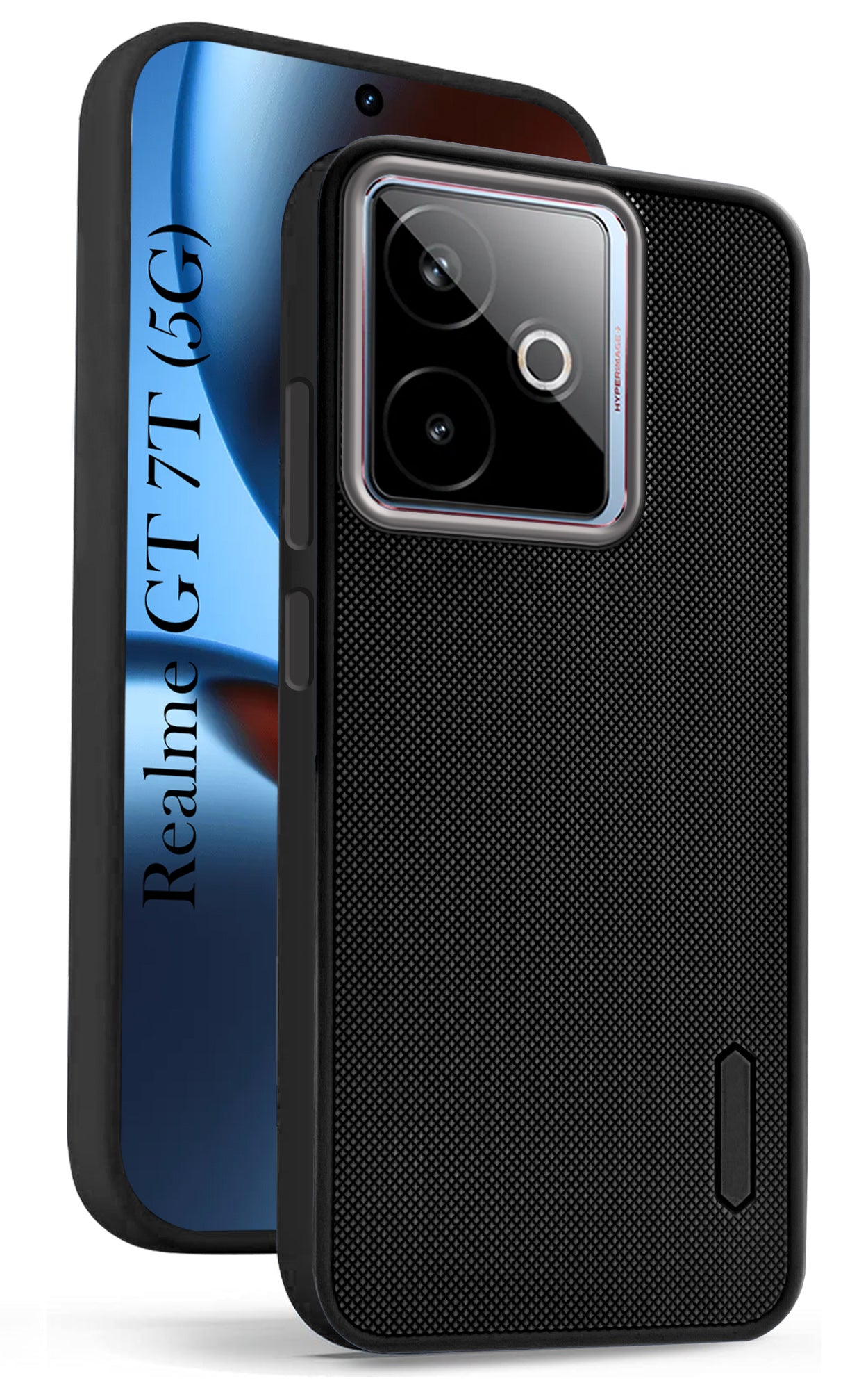 For Realme GT 7T Back Cover Case (Textured Grip Design | Micro-Fiber Cloth Inside | Slim and Light Weight | Soft Touch and Feel | Black)