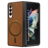 For Samsung Galaxy Z Fold 3 5G Back Cover Case (MagSafe Wireless Charging Compatible | Sleek Leather Finish | Inside Microfiber Cloth)