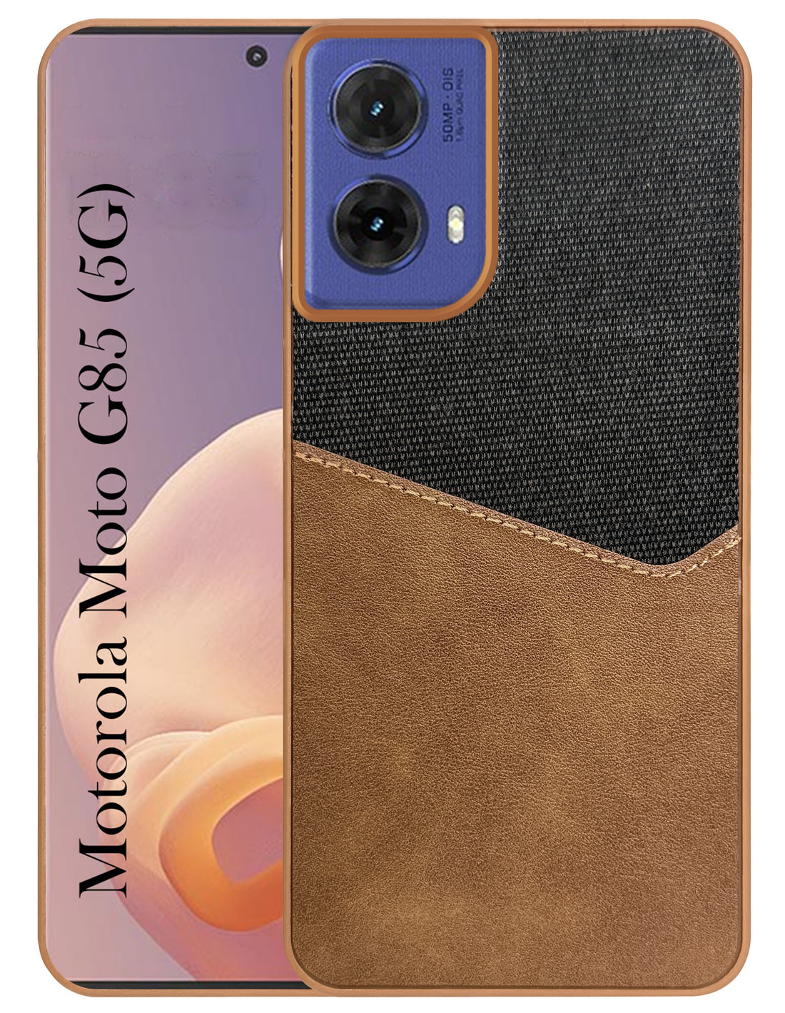 For Motorola Moto G85 Back Cover Case (Dual PU Leather Stitch | Professional Minimalist | Soft and Flexible)