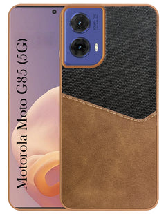 For Motorola Moto G85 Back Cover Case (Dual PU Leather Stitch | Professional Minimalist | Soft and Flexible)
