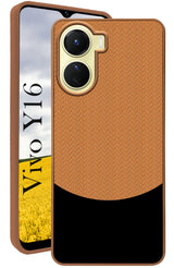 For Vivo Y16 Back Cover Case (Elegant PU Leather Finish | Premium Minimalist Professional | Camera Protection Bump)