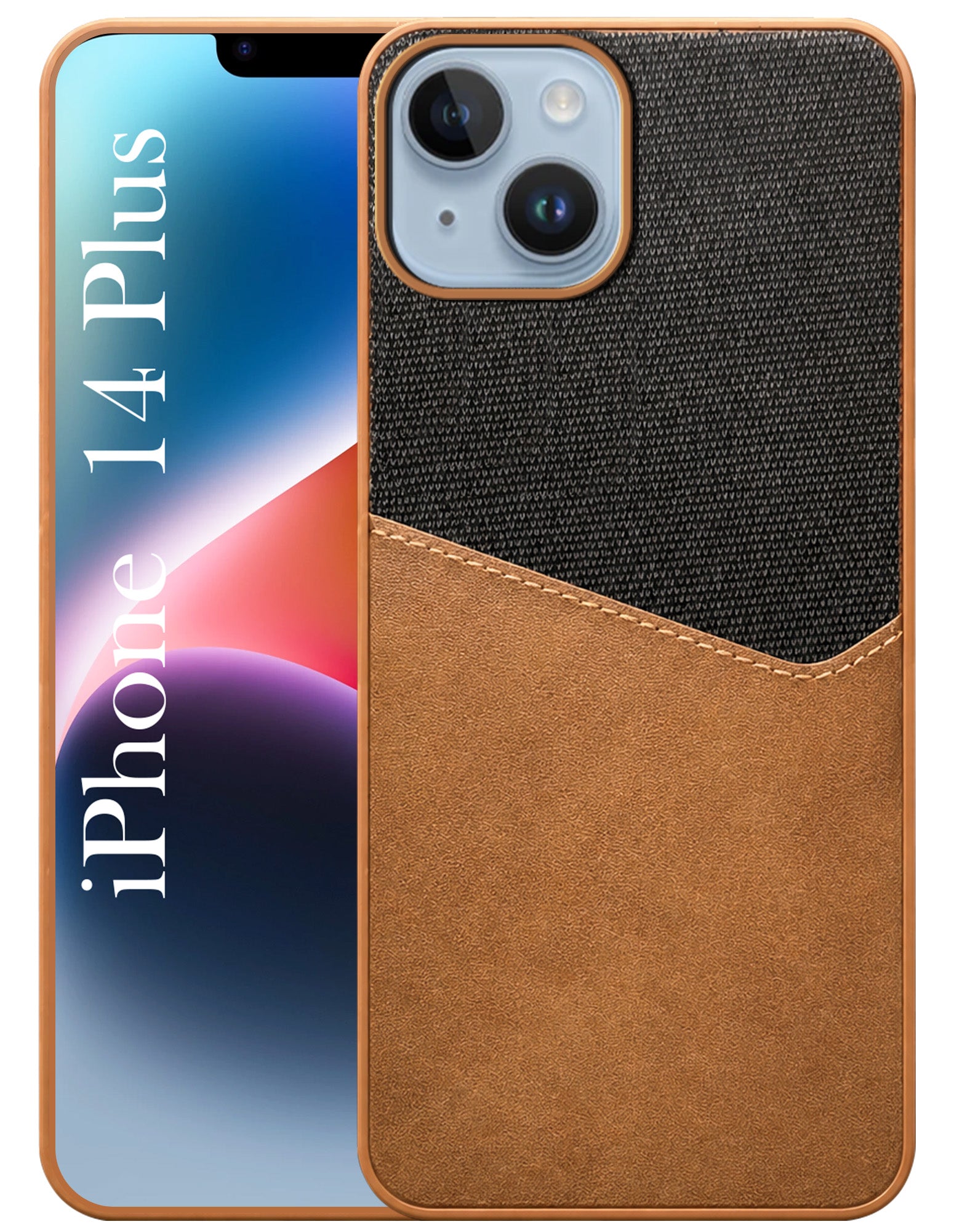 For Apple iPhone 14 Plus Back Cover Case (Dual PU Leather Stitch | Professional Minimalist | Soft and Flexible)