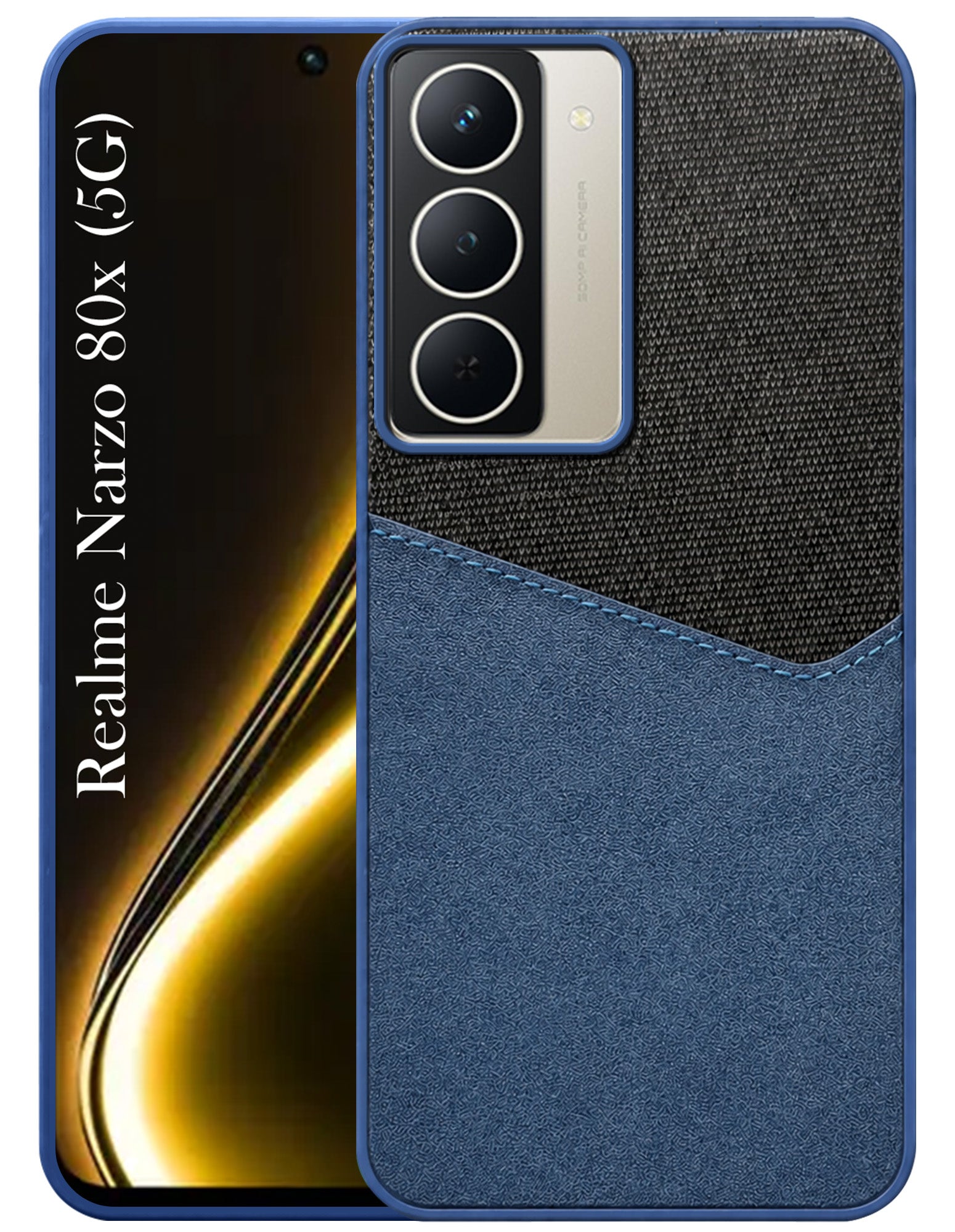 For Realme Narzo 80x Back Cover Case (Dual PU Leather Stitch | Professional Minimalist | Soft and Flexible)