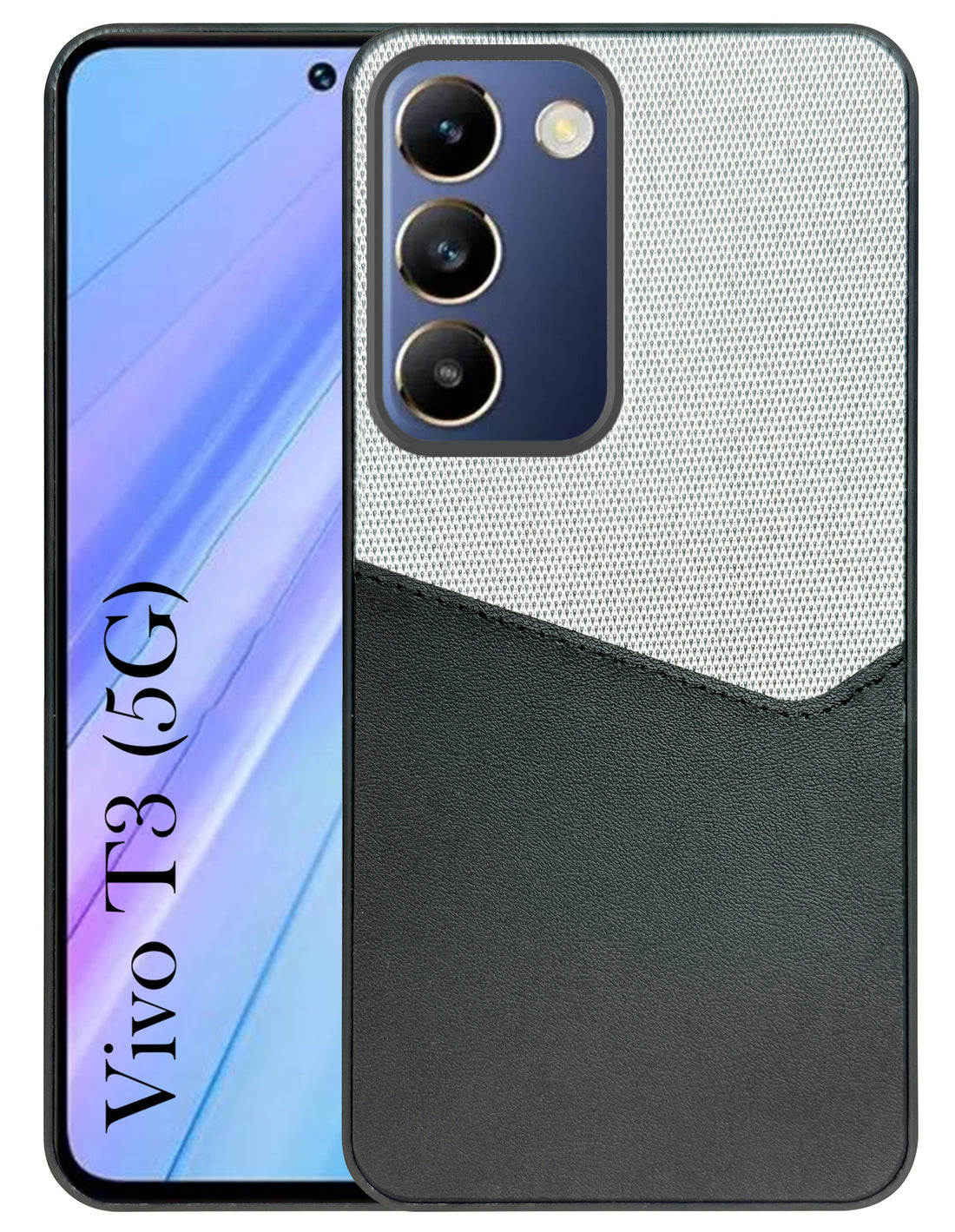 For Vivo T3 Back Cover Case (Dual PU Leather Stitch | Professional Minimalist | Soft and Flexible)