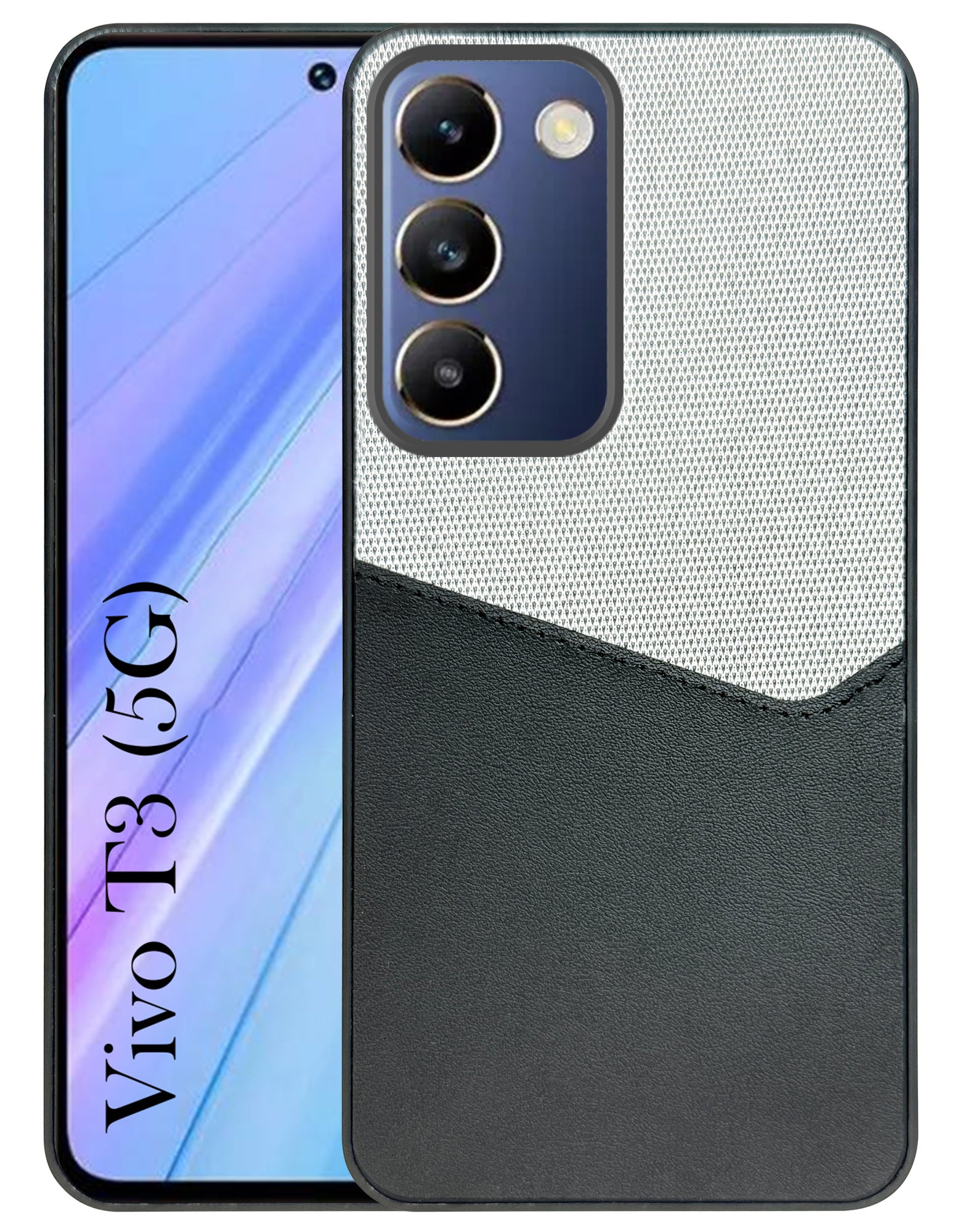 For Vivo T3 Back Cover Case (Dual PU Leather Stitch | Professional Minimalist | Soft and Flexible)