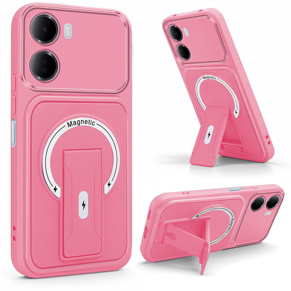For Redmi 15A 5G Back Case Cover Metallic (Hybrid Armor Kickstand | MagSafe Compatible | Camera Protection Shockproof)