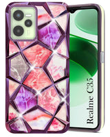 For Realme C35 Back Cover Case (Dual Design Glitter Sparkle and Detachable Diamond Print Case | Soft and Flexible)