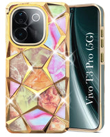 For Vivo T3 Pro Back Cover Case ( Dual Design Glitter Sparkle and Detachable Diamond Print Case | Soft and Flexible)