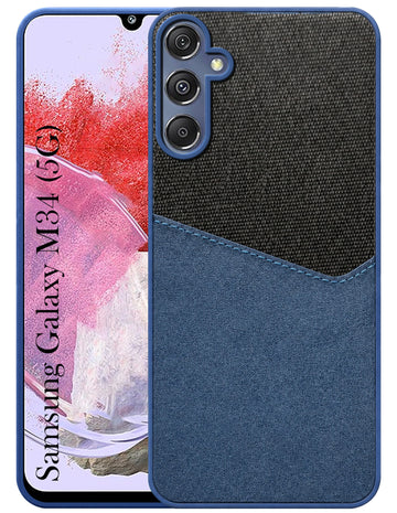 For Samsung Galaxy M34 5G Back Cover Case (Dual PU Leather Stitch | Professional Minimalist | Soft and Flexible)