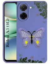For Redmi A5 4G Back Cover Case (Soft Butterfly Embroidery | Women Teen Girls | Camera Protection| Matte Silicone)