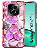 For Realme C63 5G Back Cover Case (Dual Design Glitter Sparkle and Detachable Diamond Print Case | Soft and Flexible)