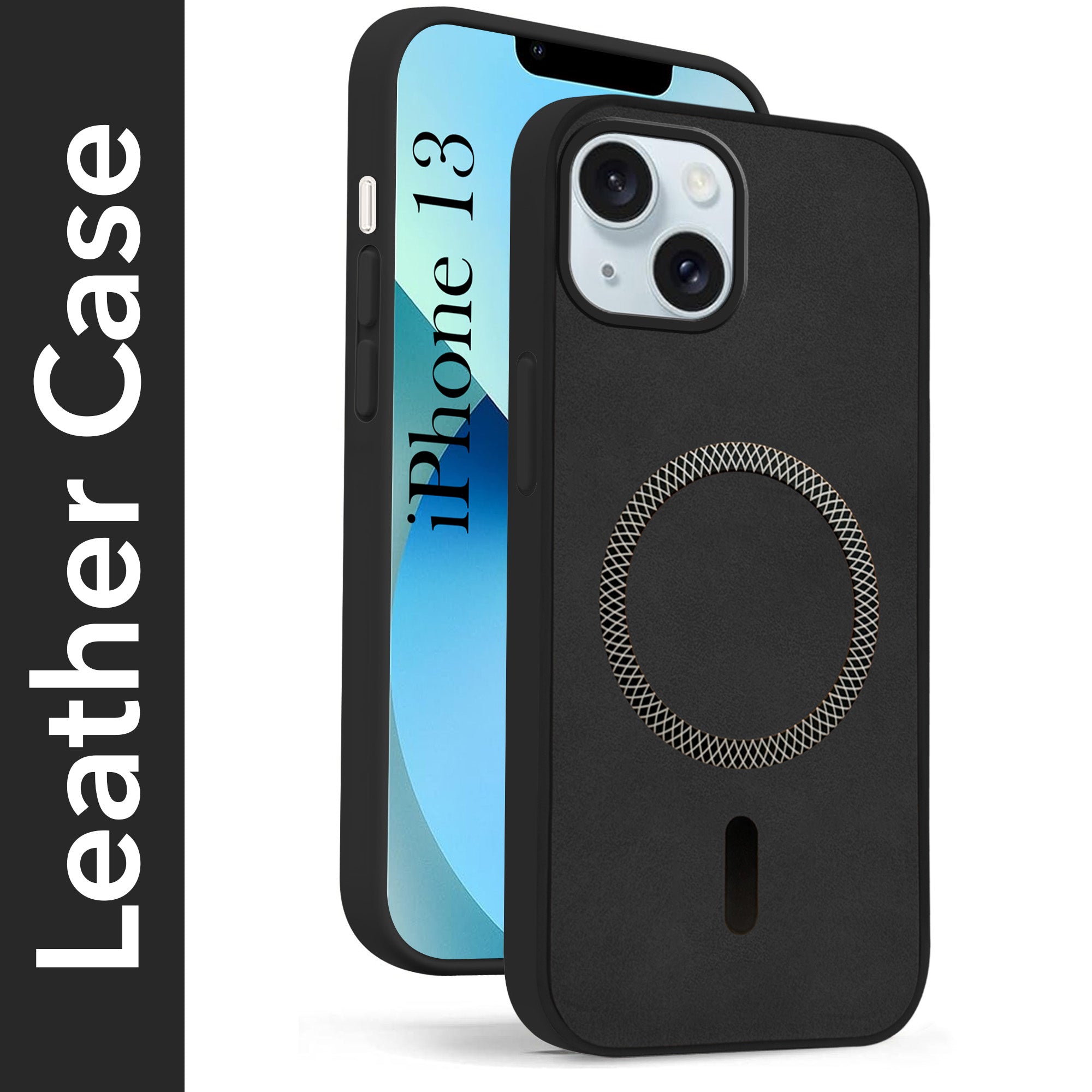 For Apple iPhone 13 Back Cover Case (Sleek Leather Finish | MagSafe Compatible Wireless Charging | Camera Bump Protection)