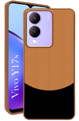 For Vivo Y17s Back Cover Case  (Elegant PU Leather Finish | Premium Minimalist Professional | Camera Protection Bump)