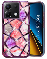 For Poco X6 5G Back Cover Case (Dual Design Glitter Sparkle and Detachable Diamond Print Case | Soft and Flexible)