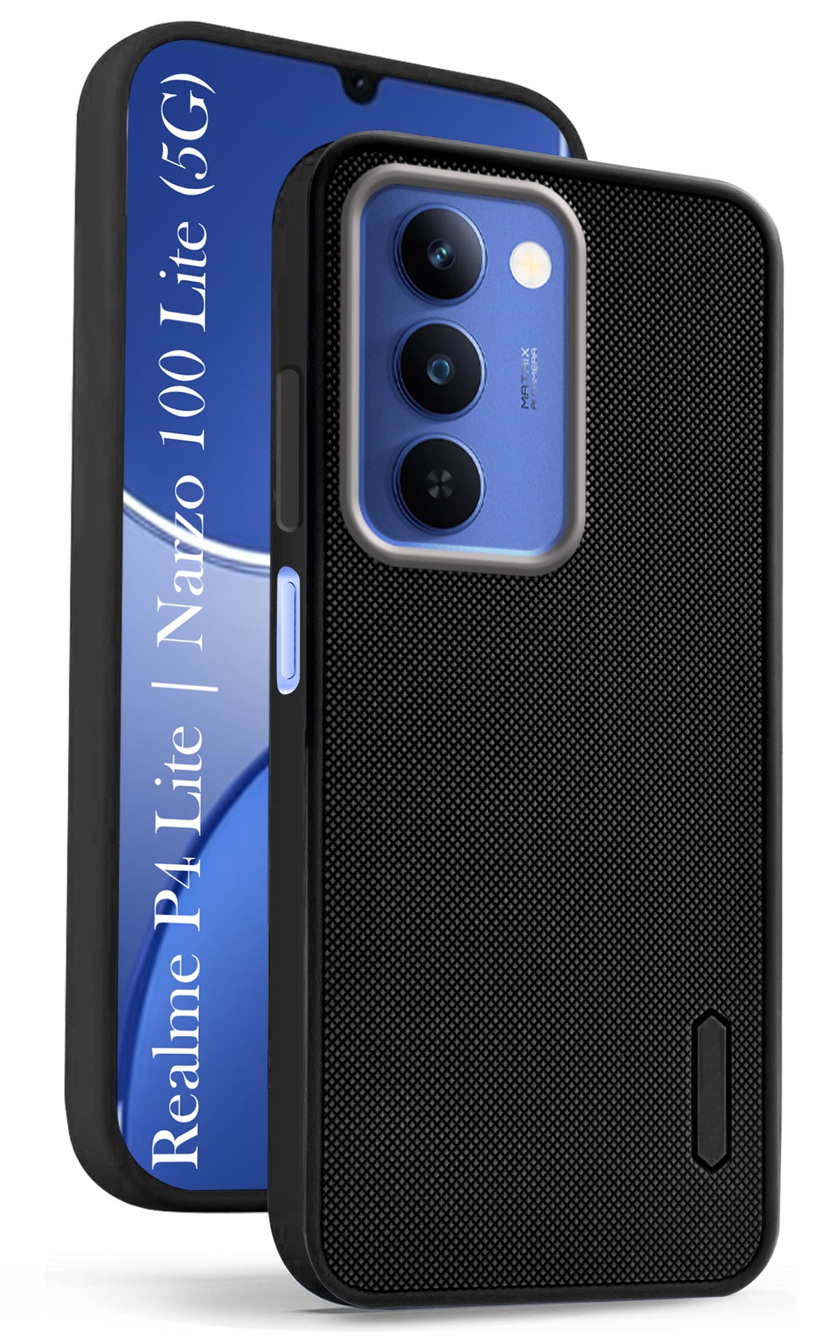For Realme P4 Lite 5G | Narzo 100 Lite 5G Back Cover Case Rubberised (Textured Grip Design| Micro-Fiber Cloth Inside | Slim and Light Weight | Soft Touch and Feel)