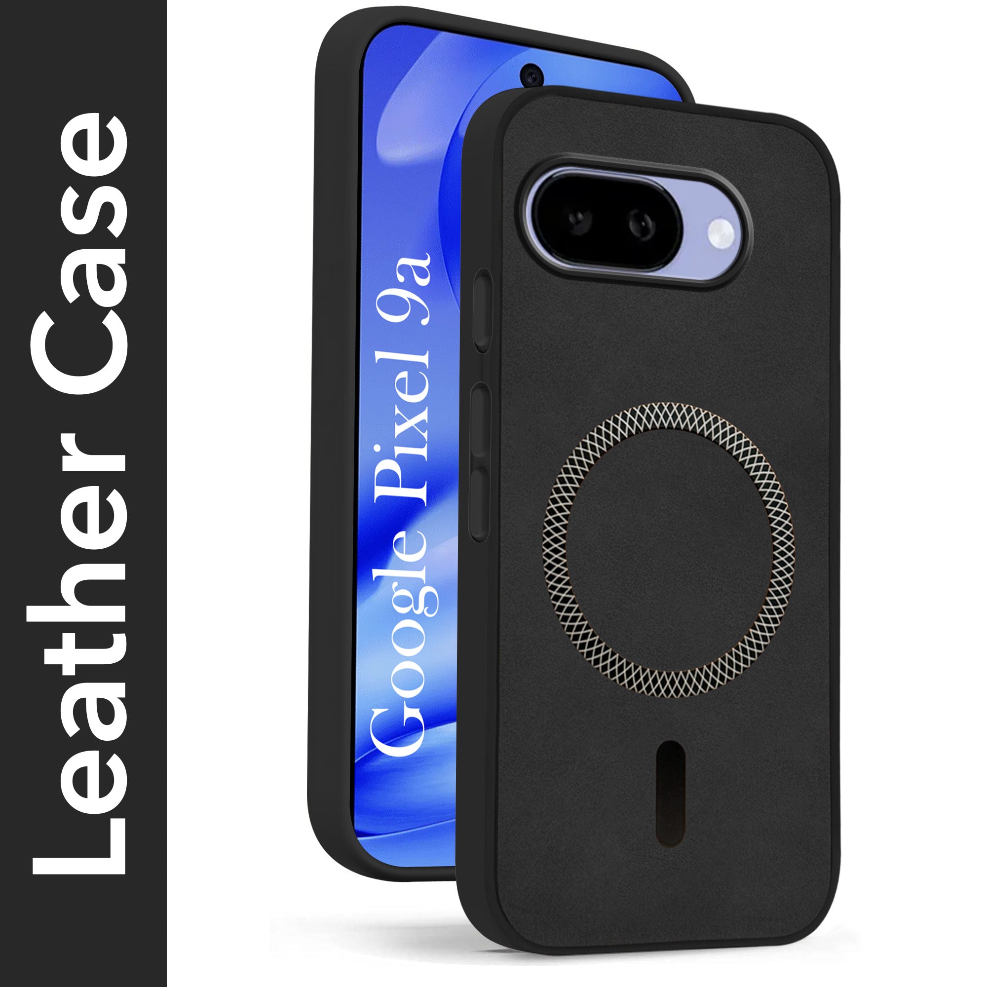 For Google Pixel 9A Back Cover Case Leather Finish (MagSafe Compatible Wireless Charging | Soft Touch | Camera Bump Protection)