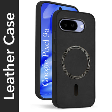 For Google Pixel 9A Back Cover Case Leather Finish (MagSafe Compatible Wireless Charging | Soft Touch | Camera Bump Protection)