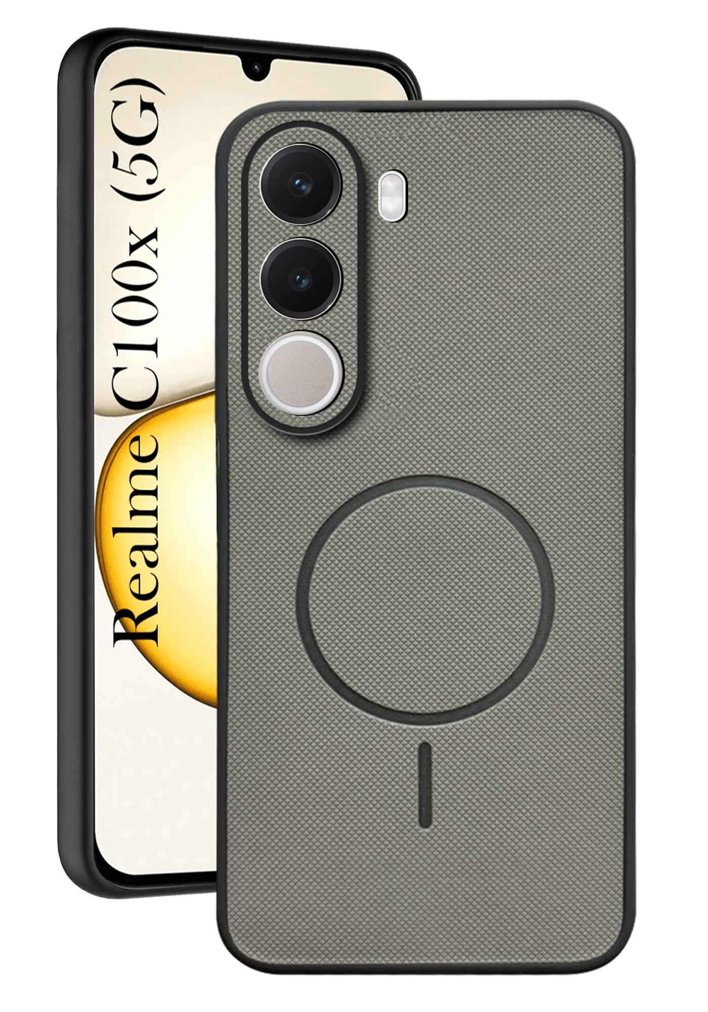 For Realme C100X Back Cover Case PU Leather (Texture Grip Design | Professional Minimalist | Camera Protection | Soft and Flexible)
