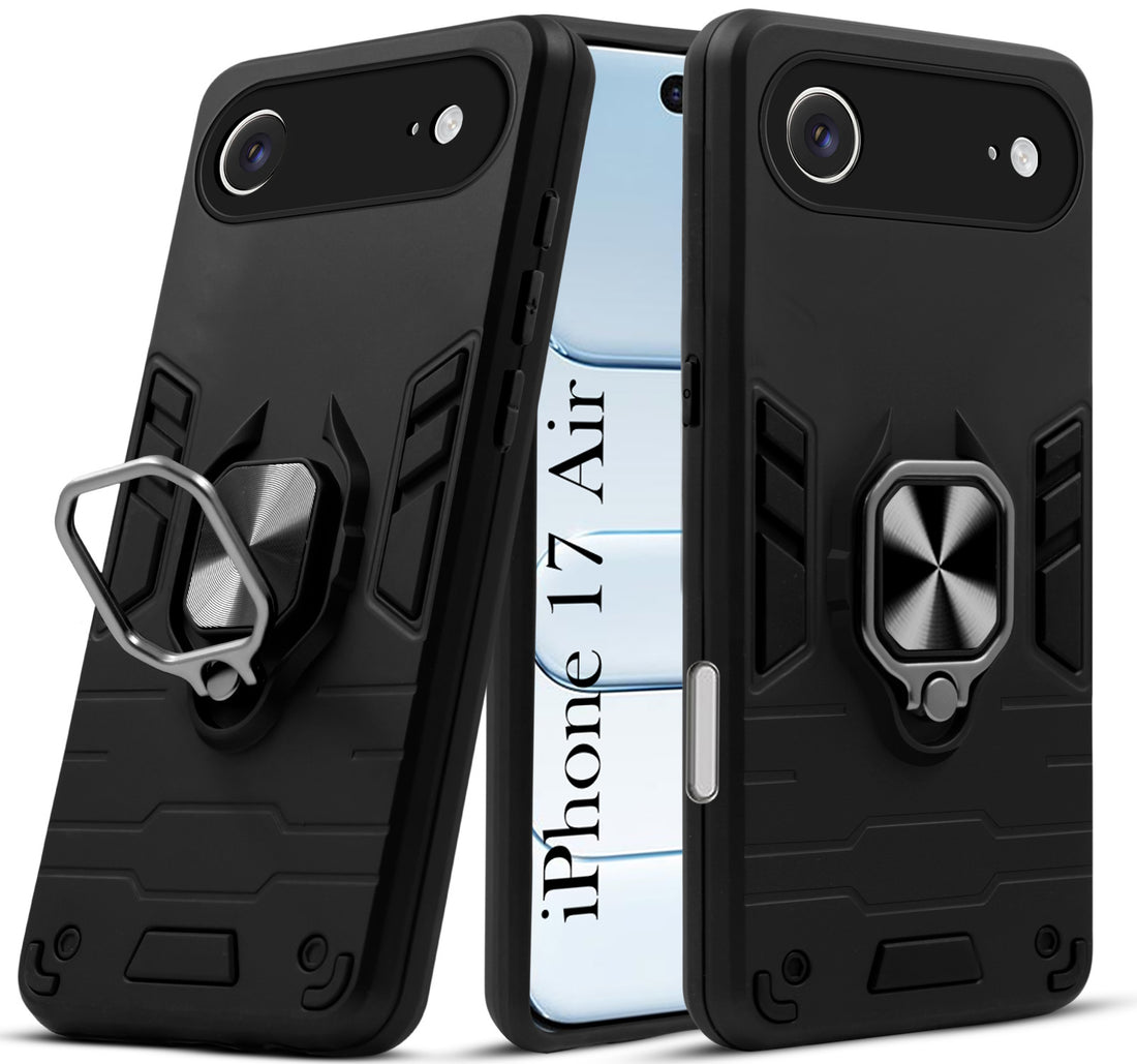 For Apple iPhone 17 Air  Back Cover Case (Shockproof Dual Layer Polycarbonate |Ring Holder Kickstand)
