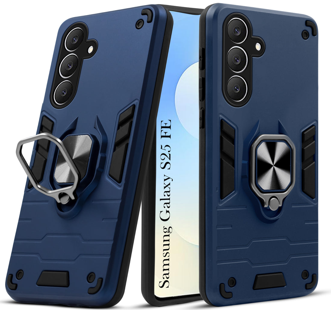 For Samsung Galaxy S25 FE Back Cover Case Hybrid Armor (Shockproof Dual Layer Polycarbonate |Ring Holder Kickstand)