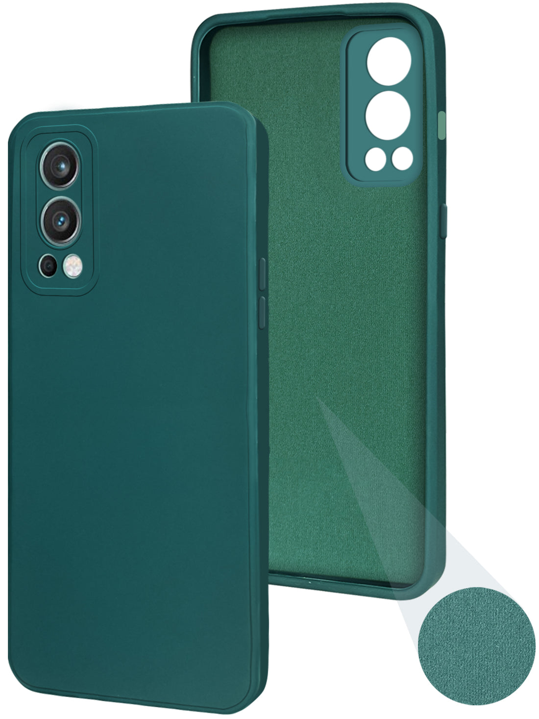 For OnePlus Nord 2 5G Back Cover Case ( Matte Finish Silicone with Inside Fiber cloth)
