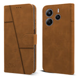 For Redmi Note 14 5G  Flip Cover Case ( Stitched Leather with Magnetic Closure)