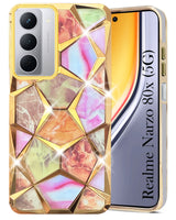 For Realme Narzo 80x Back Cover Case Girls (Dual Design Glitter Sparkle and Detachable Diamond Print Case | Soft and Flexible)