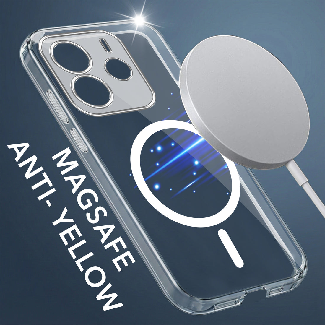 For Redmi Note 14 5G | Redmi Note 14 SE Back Cover Case Lifetime Anti-Yellow MagSafe Compatible Clear (Sleek Hard Crystal | Shockproof and Camera Protection)