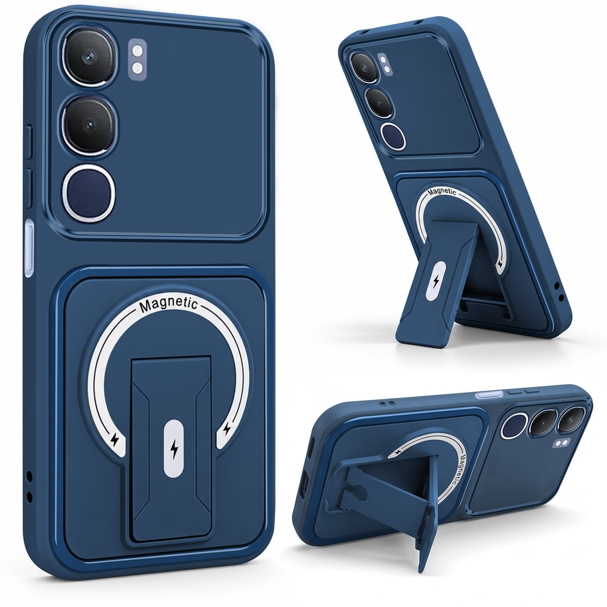 For Vivo Y29 Back Case Cover Metallic (Hybrid Armor Kickstand | MagSafe Compatible | Camera Protection Shockproof)