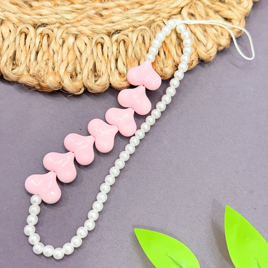 Heart Shape Charms With Small Pearl Beads