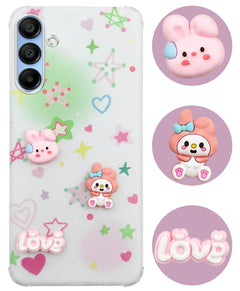 For Samsung Galaxy A15 5G Back Cover Case (3D Cute Cartoons | Hard Back Side Soft | Matte Premium Finish | HD Printing)