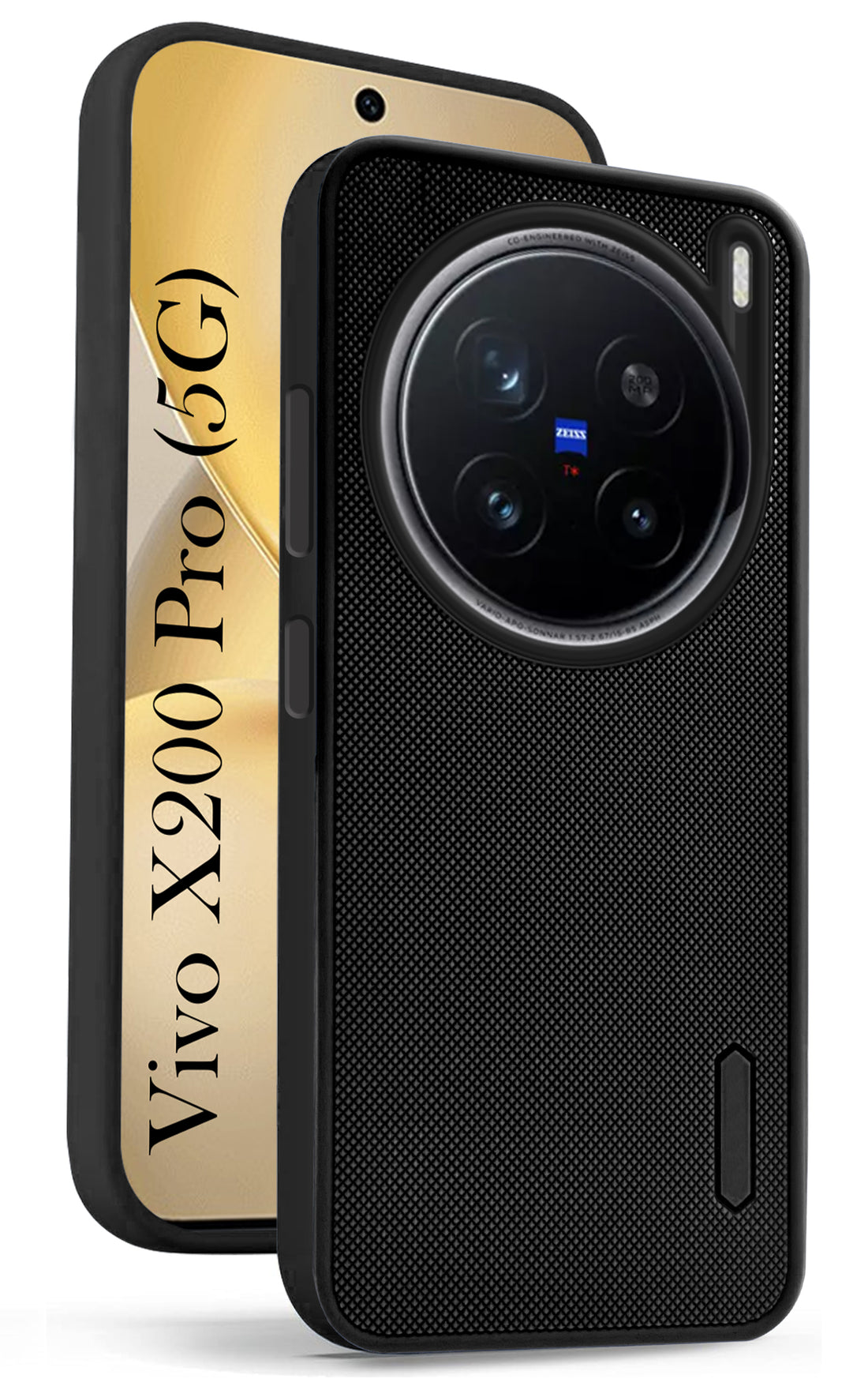 For Vivo X200 Pro 5G Back Cover Case (Textured Grip Design | Micro-Fiber Cloth Inside | Slim and Light Weight | Soft Touch and Feel | Black)