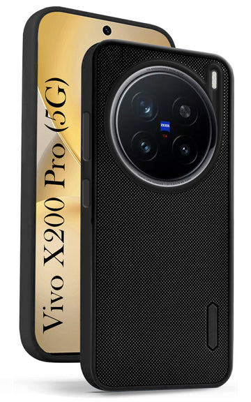 For Vivo X200 Pro 5G Back Cover Case (Textured Grip Design | Micro-Fiber Cloth Inside | Slim and Light Weight | Soft Touch and Feel | Black)