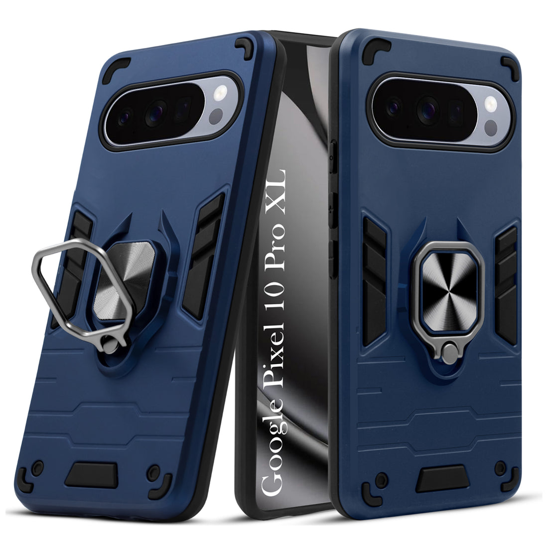 For Google Pixel 10 Pro XL Back Cover Case Hybrid Armor (Shockproof Dual Layer Polycarbonate |Ring Holder Kickstand)