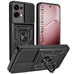 For Oppo F31 5G | Oppo F33 5G Back Cover Case Hybrid Armor (Sliding Shutter Camera Protection | Polycarbonate |Ring Holder Kickstand)