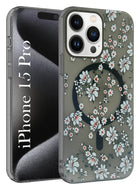 For Apple iPhone 15 Pro Back Cover Case (Cute Floral Design | Flower Print for Girls | MagSafe Compatible Wireless Charging)