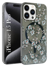 For Apple iPhone 15 Pro Back Cover Case (Cute Floral Design | Flower Print for Girls | MagSafe Compatible Wireless Charging)