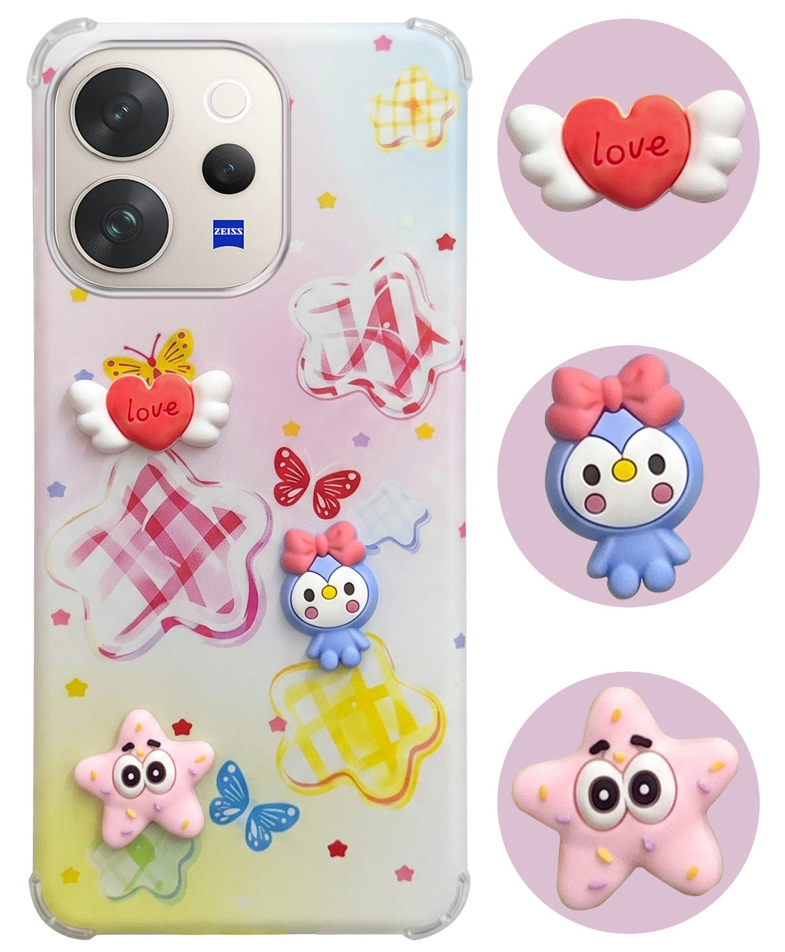 For Vivo V70 | Vivo V70 Elite 5G Back Cover Case (3D Cute Cartoons | Hard Back Side Soft | Matte Premium Finish | HD Printing)