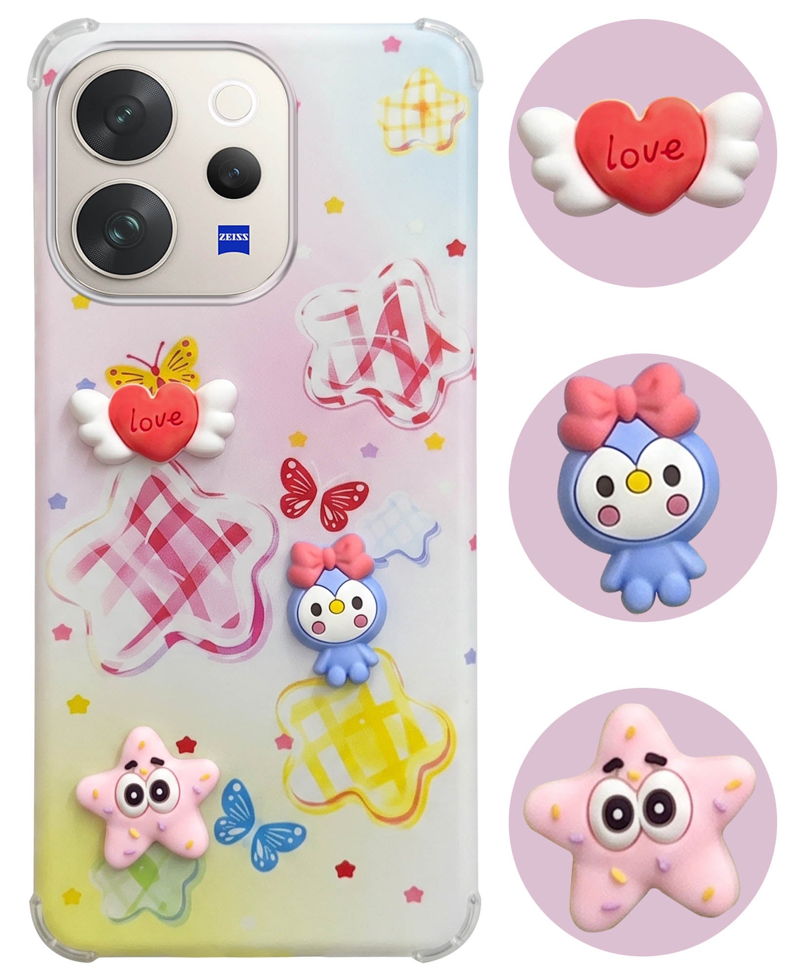 For Vivo V70 | Vivo V70 Elite 5G Back Cover Case (3D Cute Cartoons | Hard Back Side Soft | Matte Premium Finish | HD Printing)