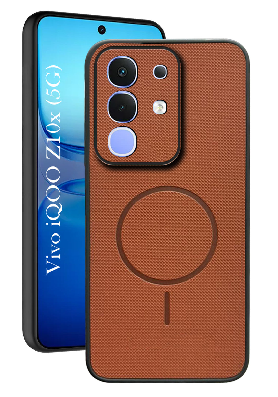 For Vivo iQOO Z10x Back Cover Case PU Leather (Texture Grip Design | Professional Minimalist | Camera Protection | Soft and Flexible)